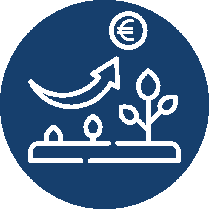 Flèche vers le haut et plantes qui poussent